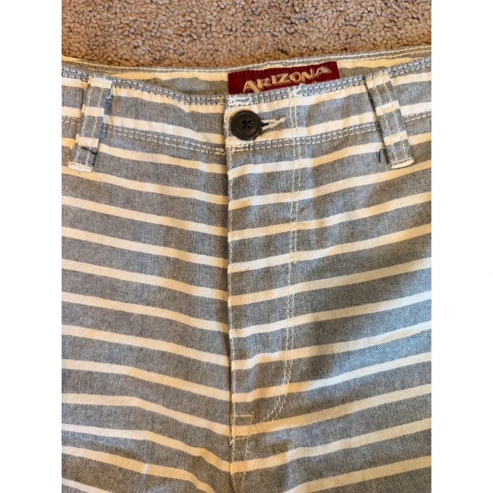 Arizona Jean Co Men Blue White Striped Chino Shorts Sz 31 Nautical Preppy Resort